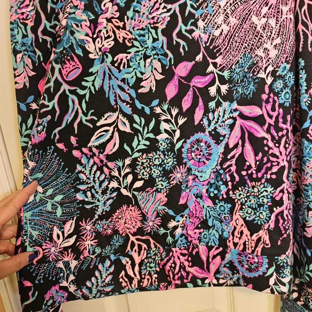 Lilly Pulitzer Jansen Tropical Neon Puff Sleeve Seahorse Top